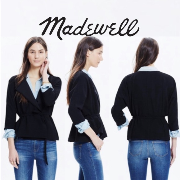 ⚡️sale⚡️Madewell Black Crepe Kimono Style wrap - Picture 1 of 9